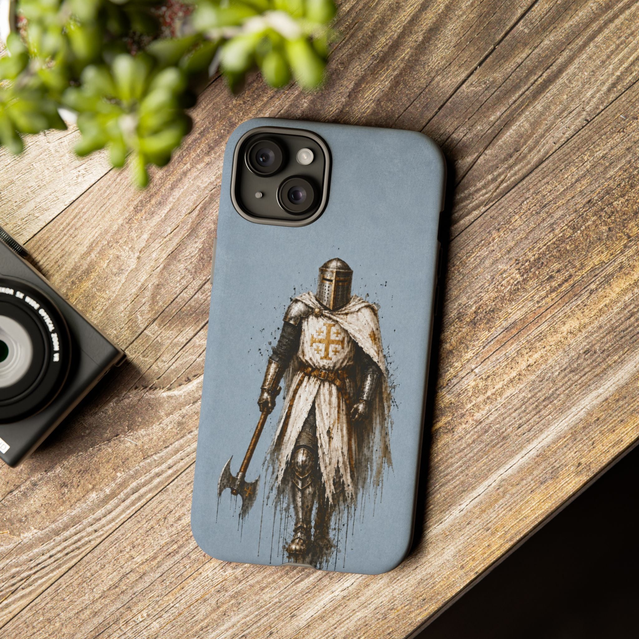 Knight Of The Kingdom Of Jerusalem Phone Case | Faded Steel Blue