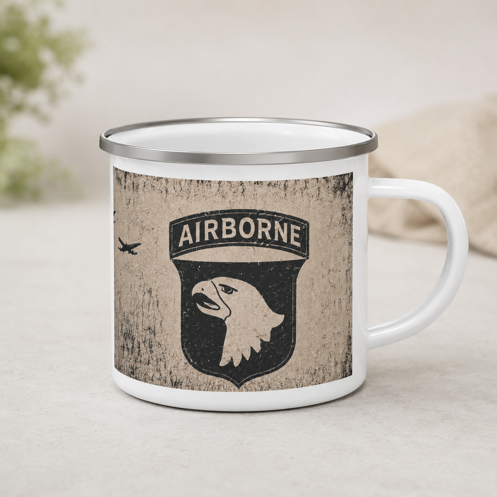 US Paratrooper 101st Airborne Enamel Camping Mug