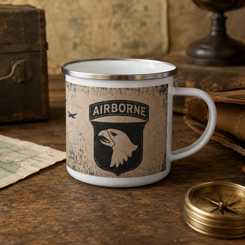 US Paratrooper 101st Airborne Enamel Camping Mug