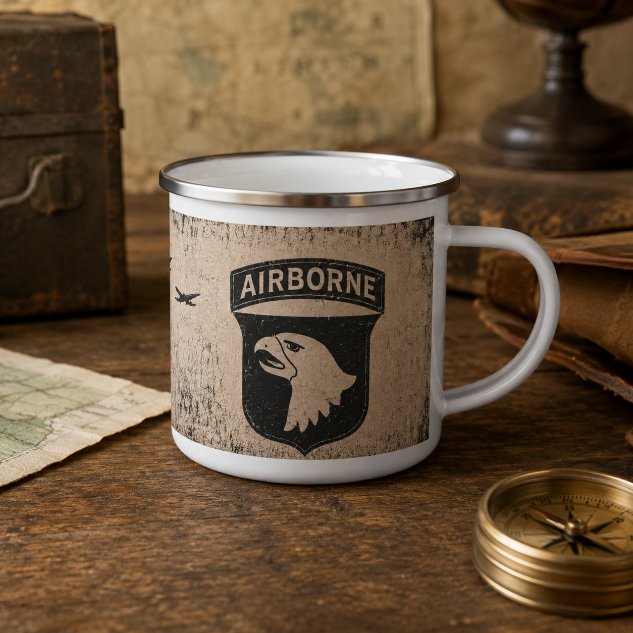 US Paratrooper 101st Airborne Enamel Camping Mug
