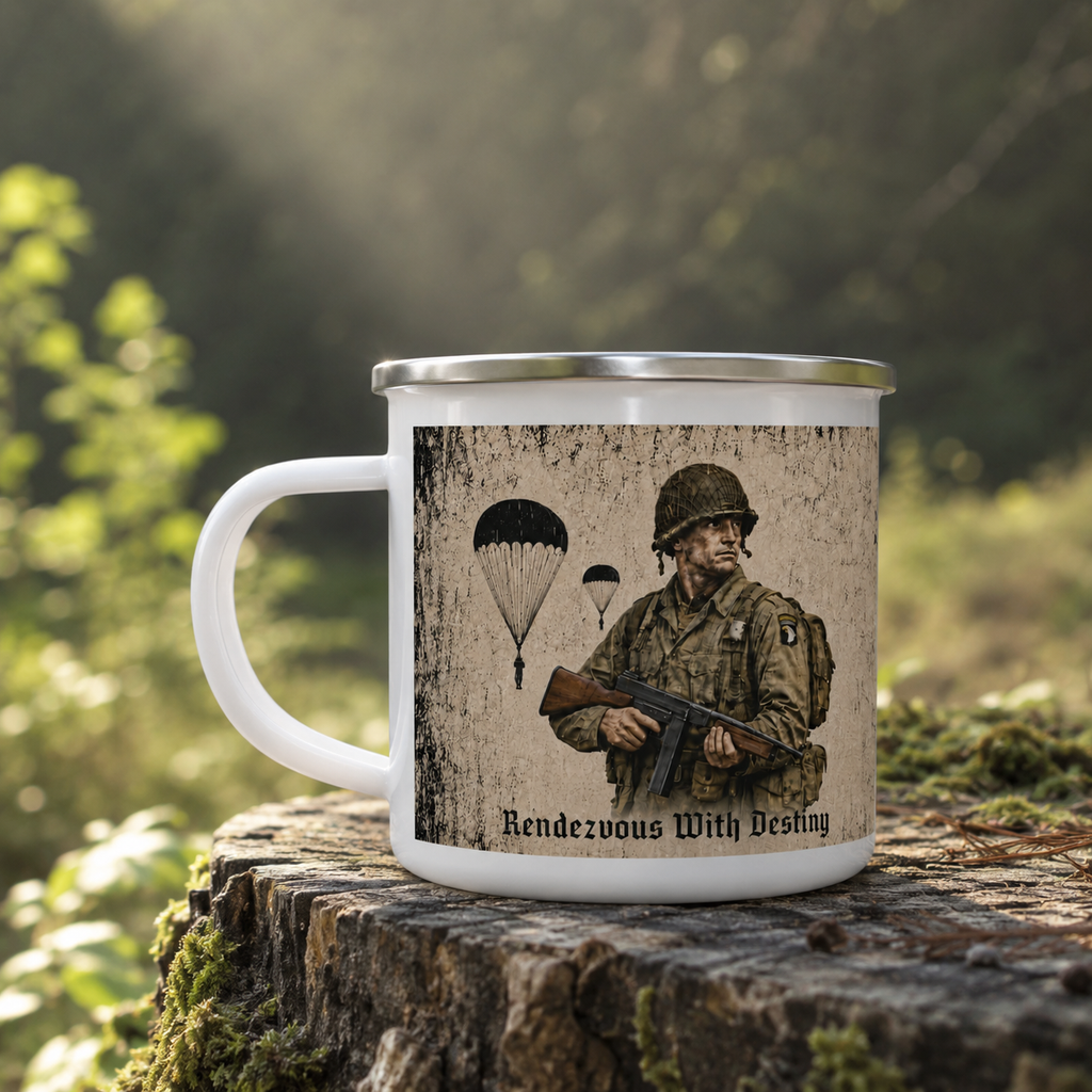 US Paratrooper 101st Airborne Enamel Camping Mug