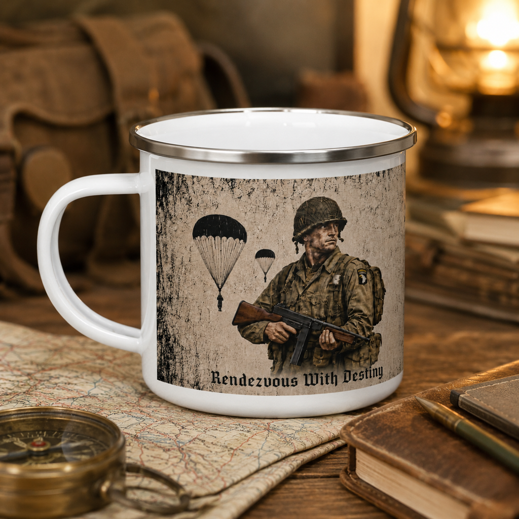 US Paratrooper 101st Airborne Enamel Camping Mug