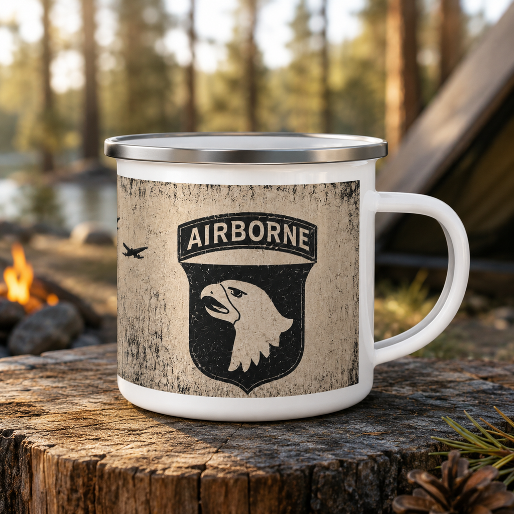 US Paratrooper 101st Airborne Enamel Camping Mug