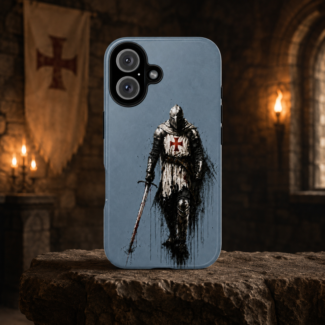 Knight Of The Templar Order Phone Case | Faded Steel Blue