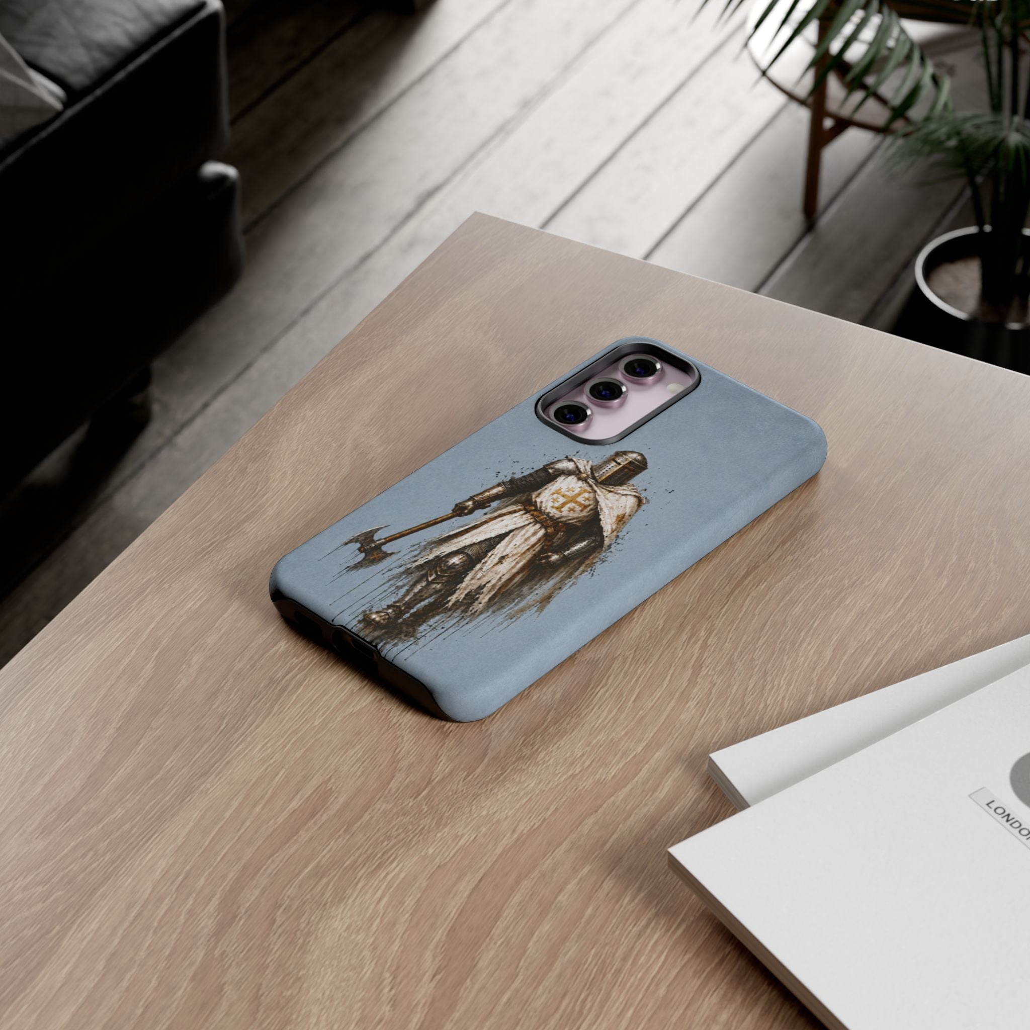 Knight Of The Kingdom Of Jerusalem Phone Case | Faded Steel Blue