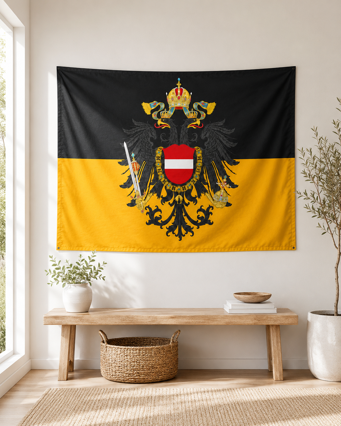 Austrian Imperial Flag – Double-Sided Habsburg Black-and-Gold Historical Flag
