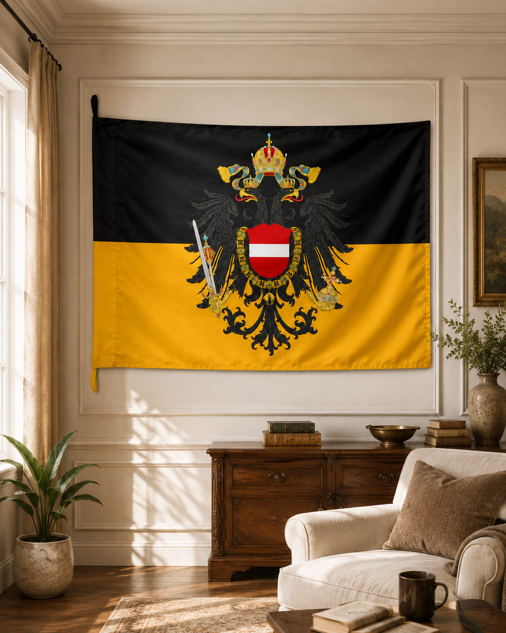 Austrian Imperial Flag – Double-Sided Habsburg Black-and-Gold Historical Flag