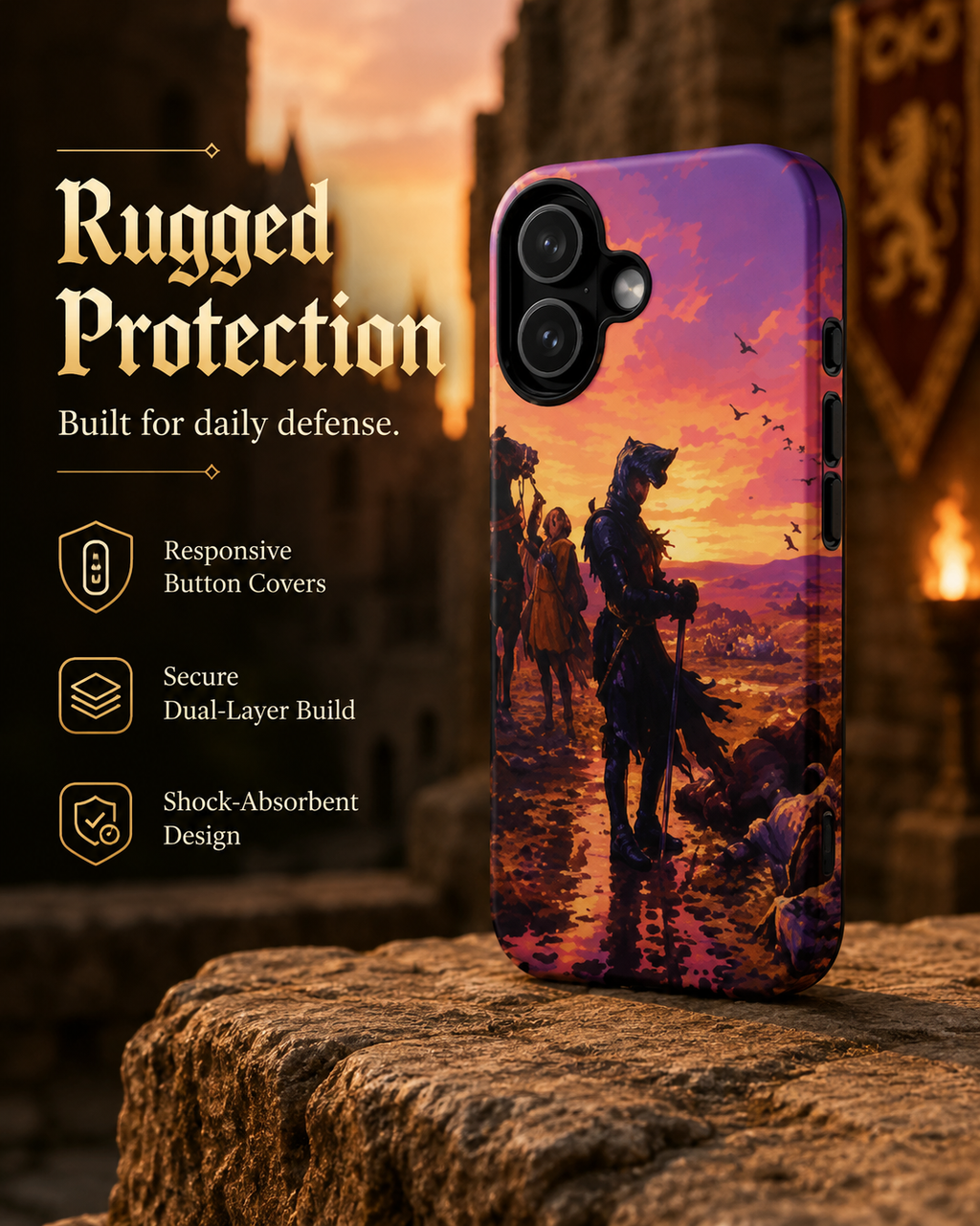 Black Prince at Crécy Phone Case – Medieval GTA VI Art Style