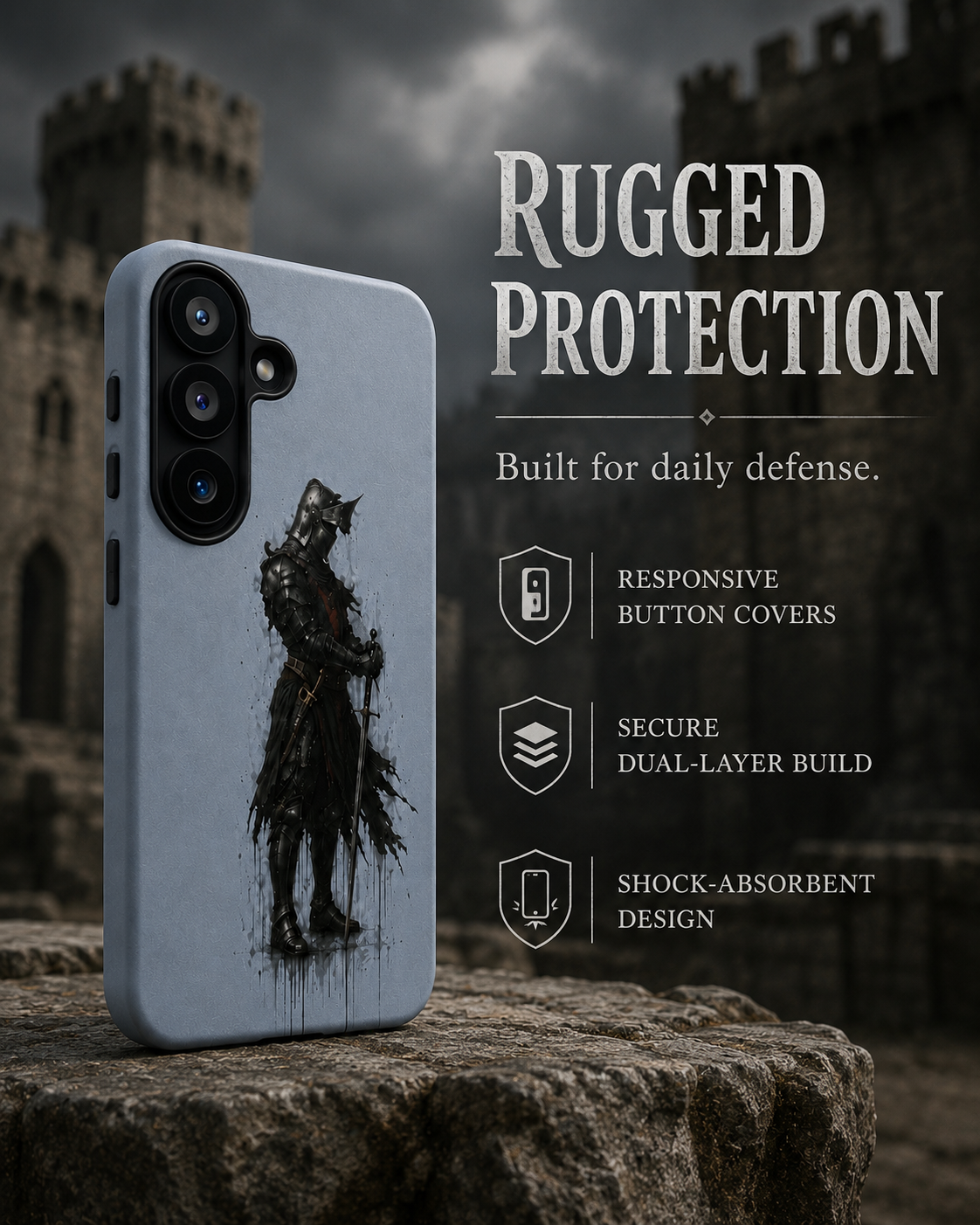 The Black Prince Phone Case – Medieval Warrior Art Silicone Case