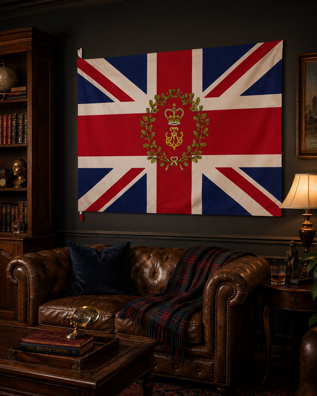 Union Jack Royal Crest Flag – Double-Sided British Heraldic Union Jack Decorative Flag