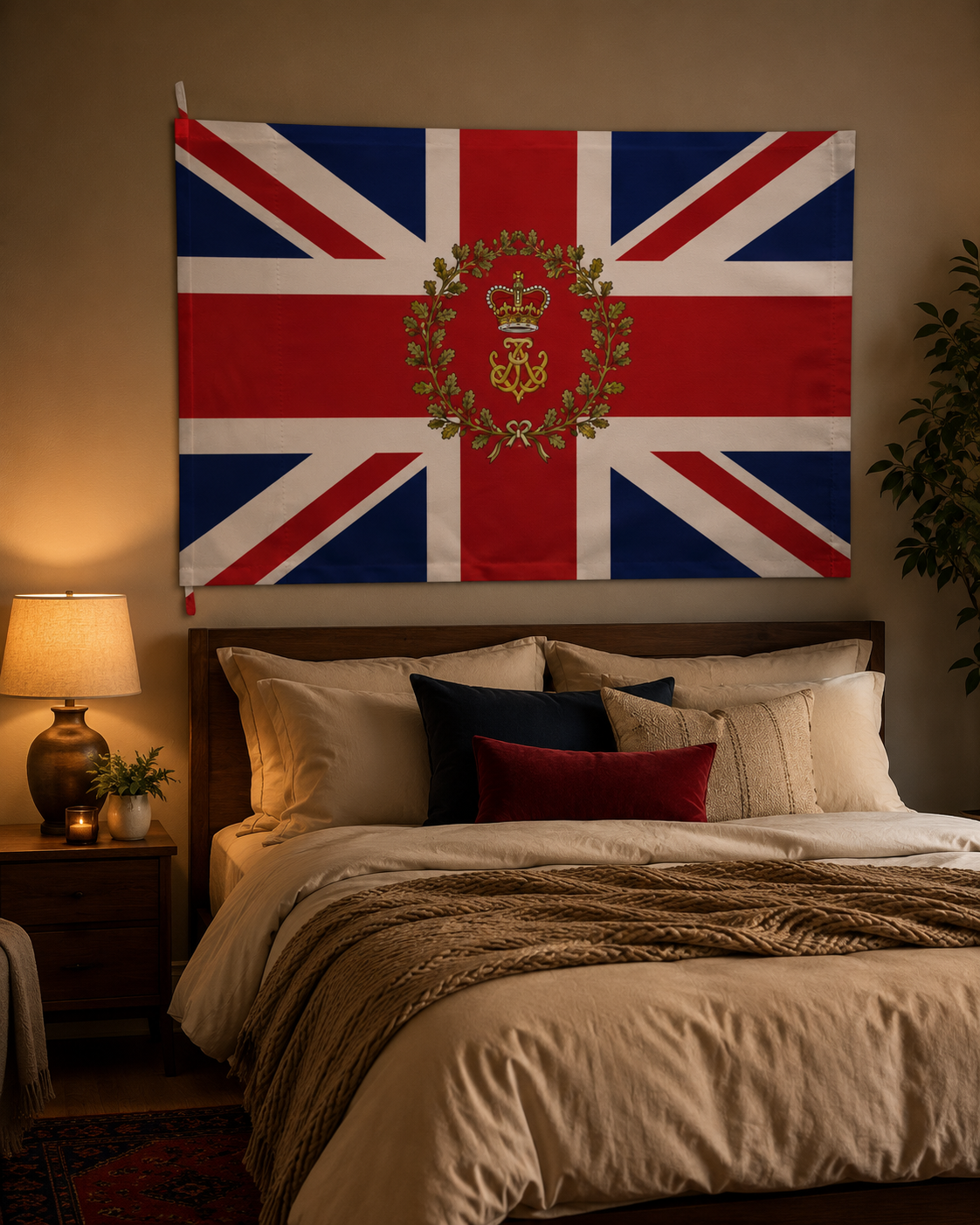Union Jack Royal Crest Flag – Double-Sided British Heraldic Union Jack Decorative Flag