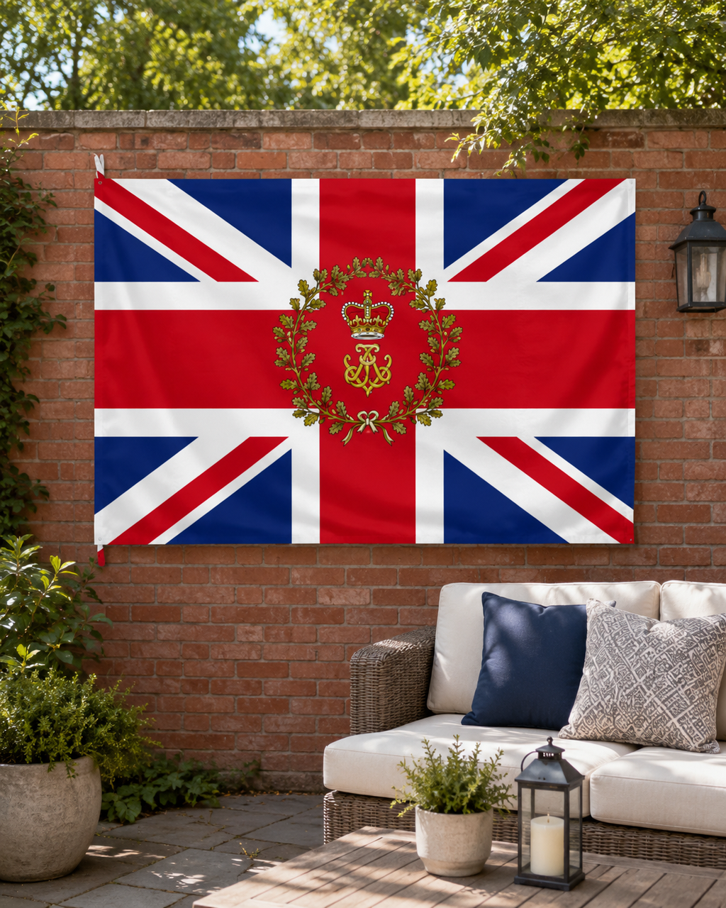 Union Jack Royal Crest Flag – Double-Sided British Heraldic Union Jack Decorative Flag