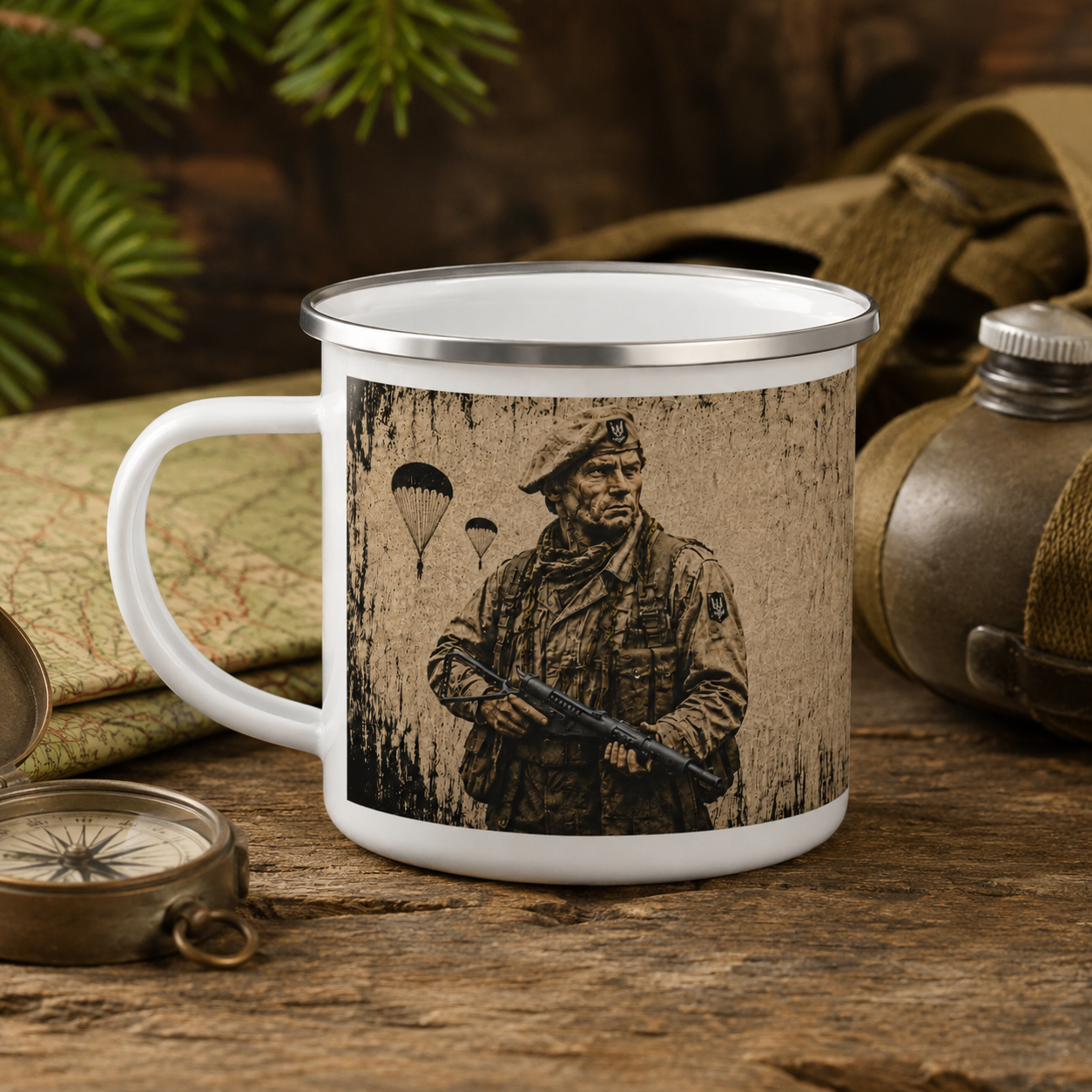 SAS Special Forces Enamel Mug | Vintage Military Camping Mug