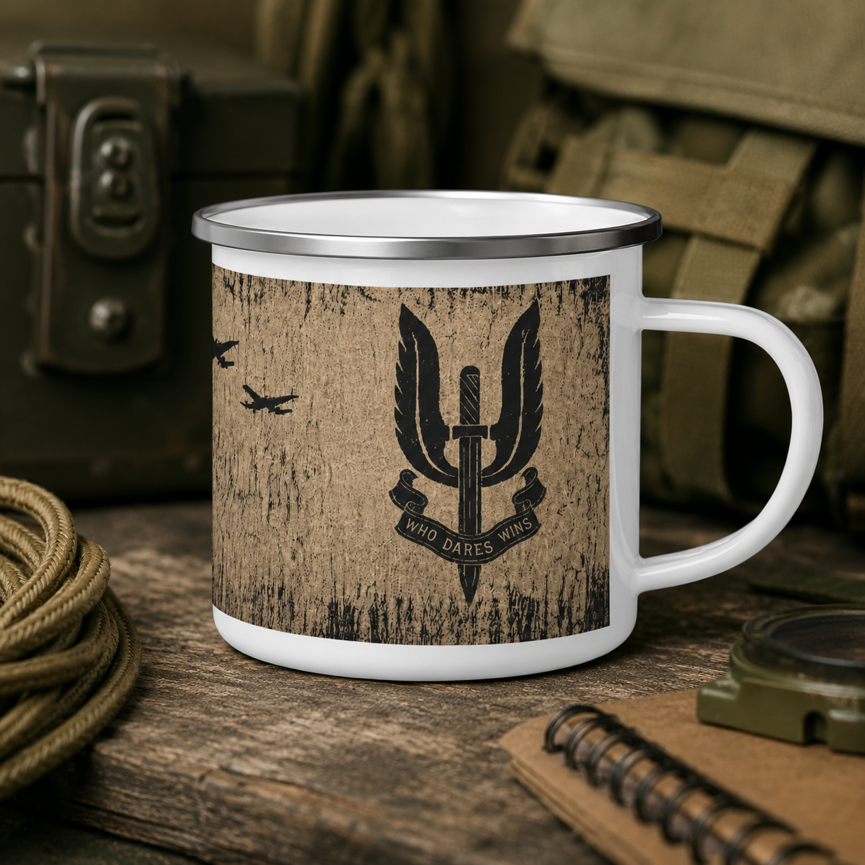 SAS Special Forces Enamel Mug | Vintage Military Camping Mug