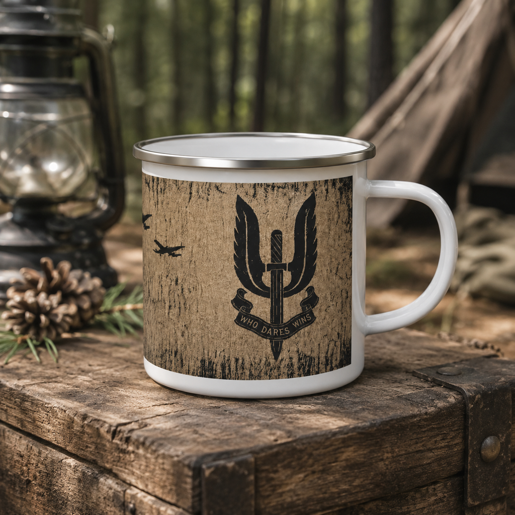 SAS Special Forces Enamel Mug | Vintage Military Camping Mug