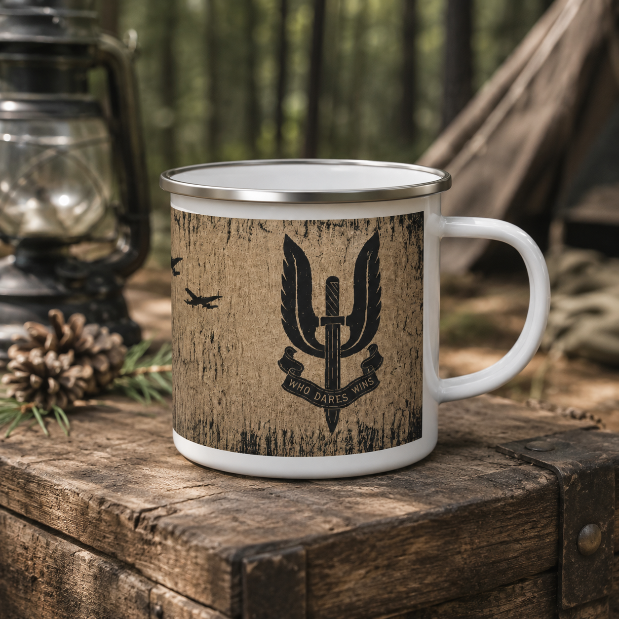 SAS Special Forces Enamel Mug | Vintage Military Camping Mug