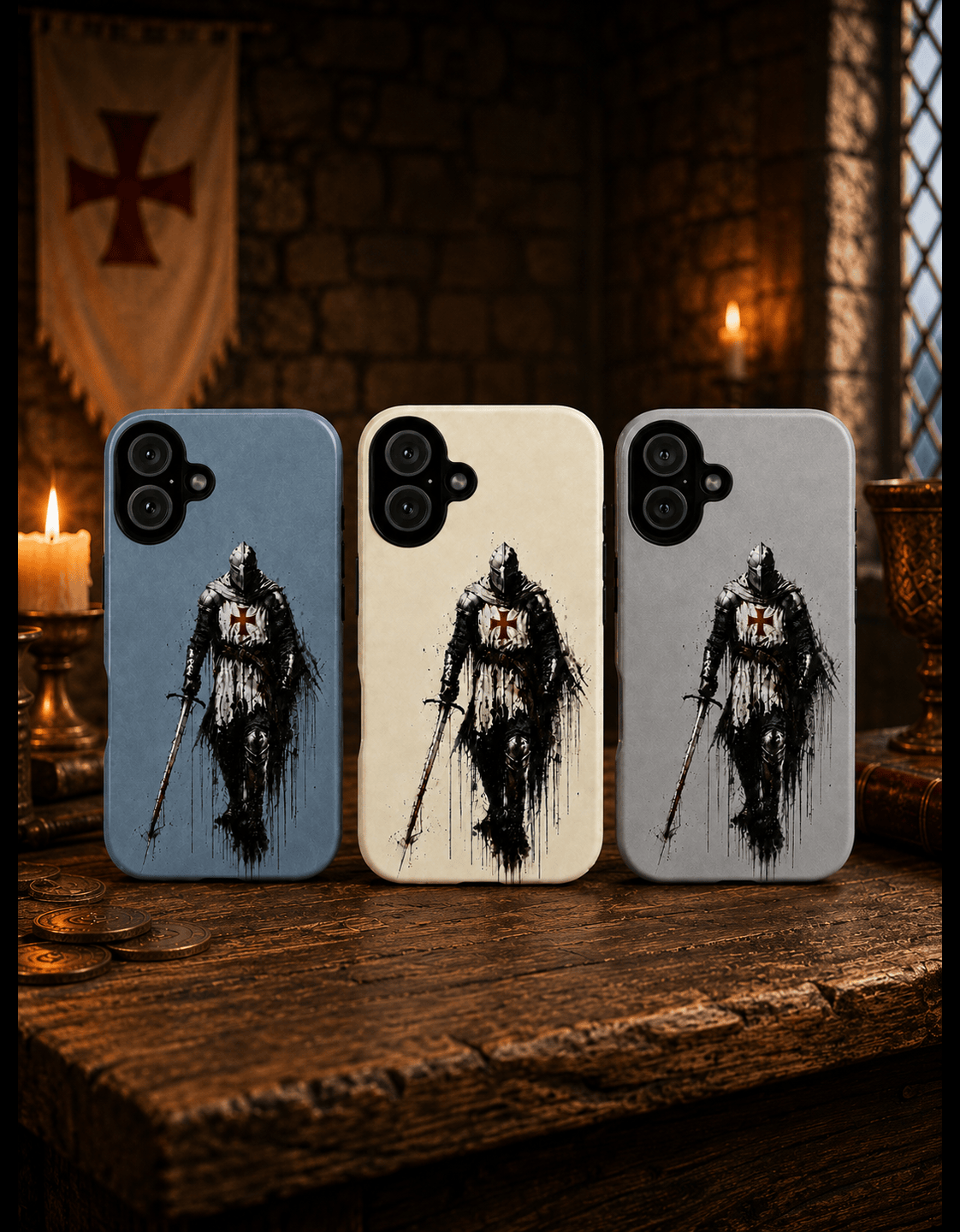 Knight of the Templar Order Phone Case – Medieval Crusader Art Silicone Case