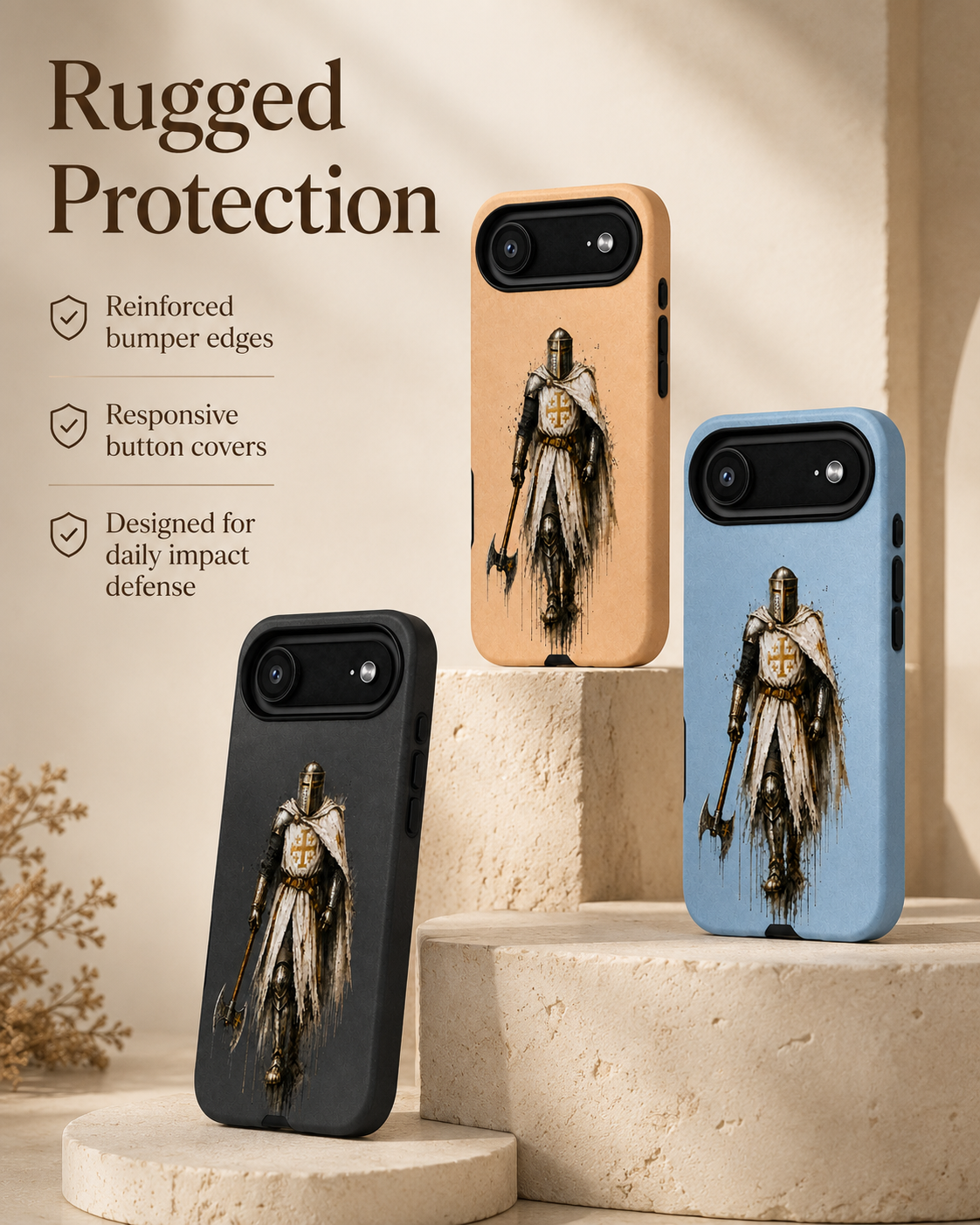 Knight of Jerusalem Phone Case – Crusader Warrior Art Silicone Case
