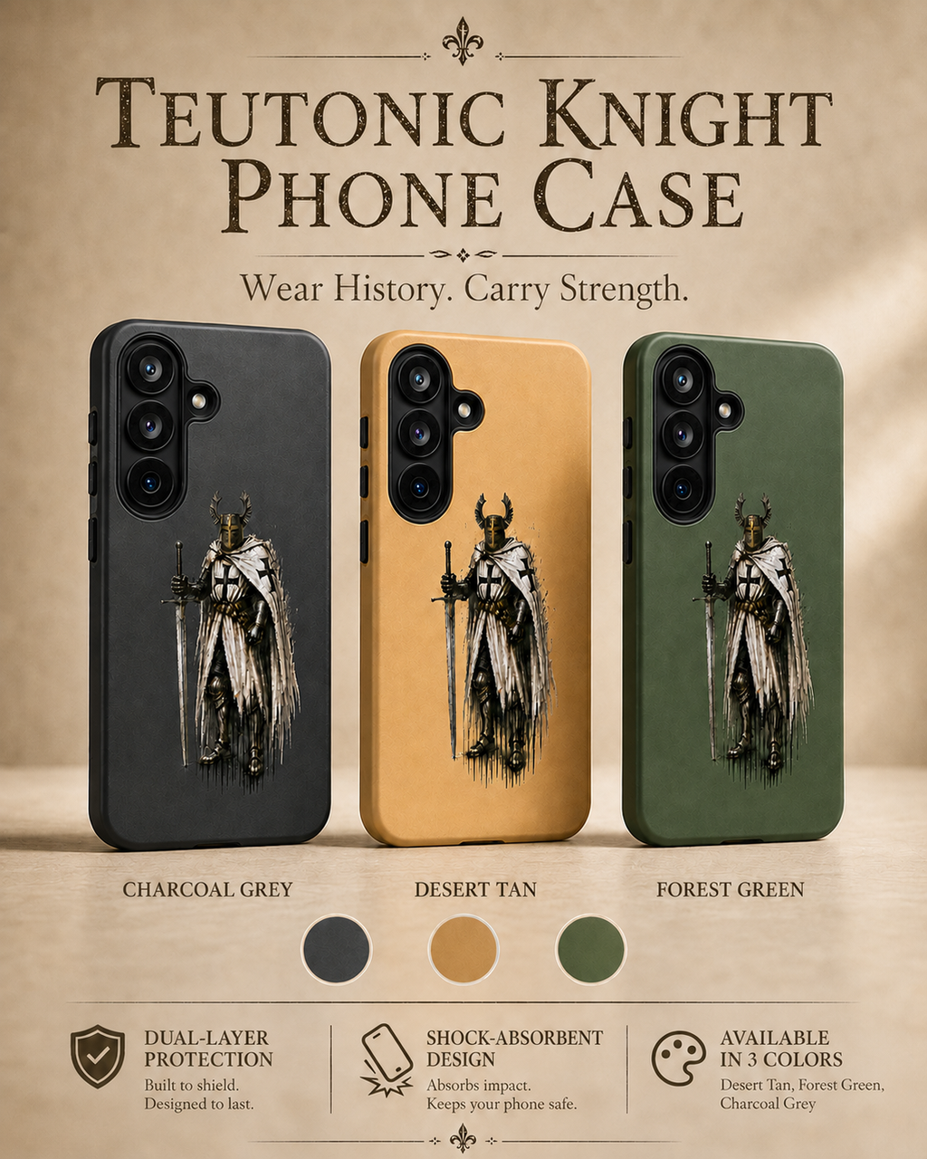 Teutonic Knight Phone Case – Medieval Warrior Art Silicone Case