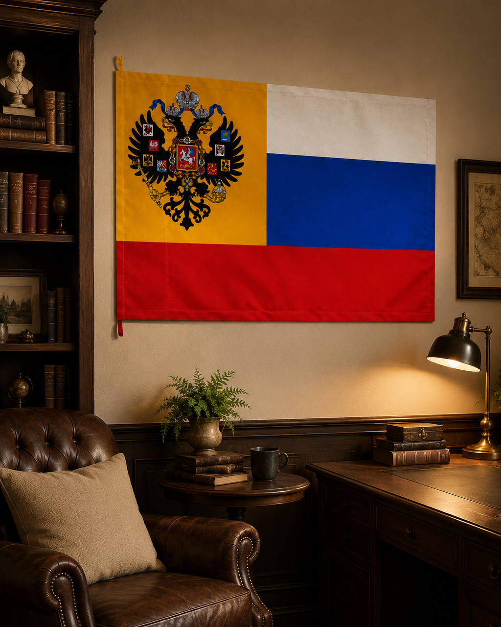 Russian Imperial Flag – Double-Sided Romanov Tsarist Black-Yellow-White Historical Flag