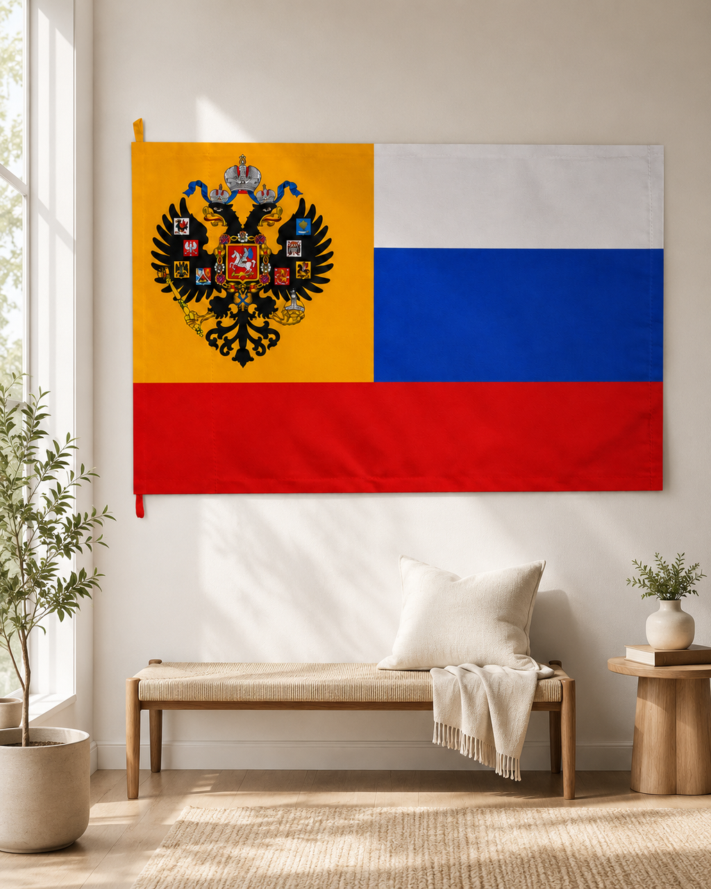 Russian Imperial Flag – Double-Sided Romanov Tsarist Black-Yellow-White Historical Flag