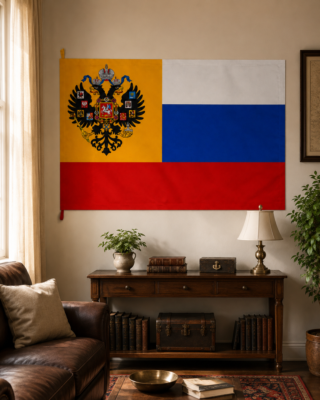 Russian Imperial Flag – Double-Sided Romanov Tsarist Black-Yellow-White Historical Flag