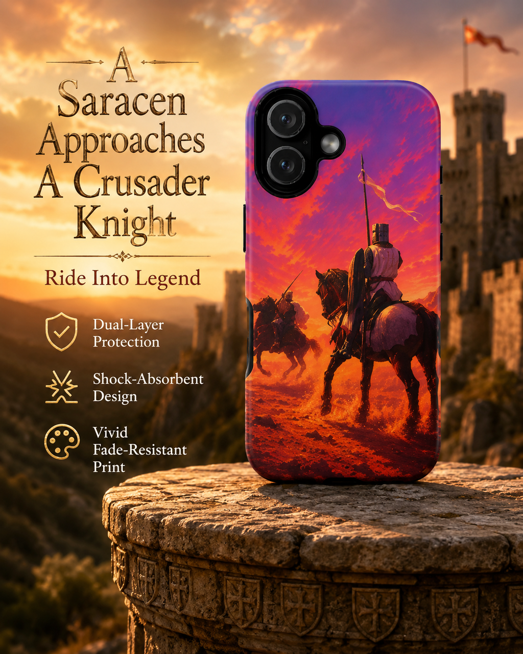 A Saracen Approaches A Crusader Knight | GTA VI Art Style | Phone Case