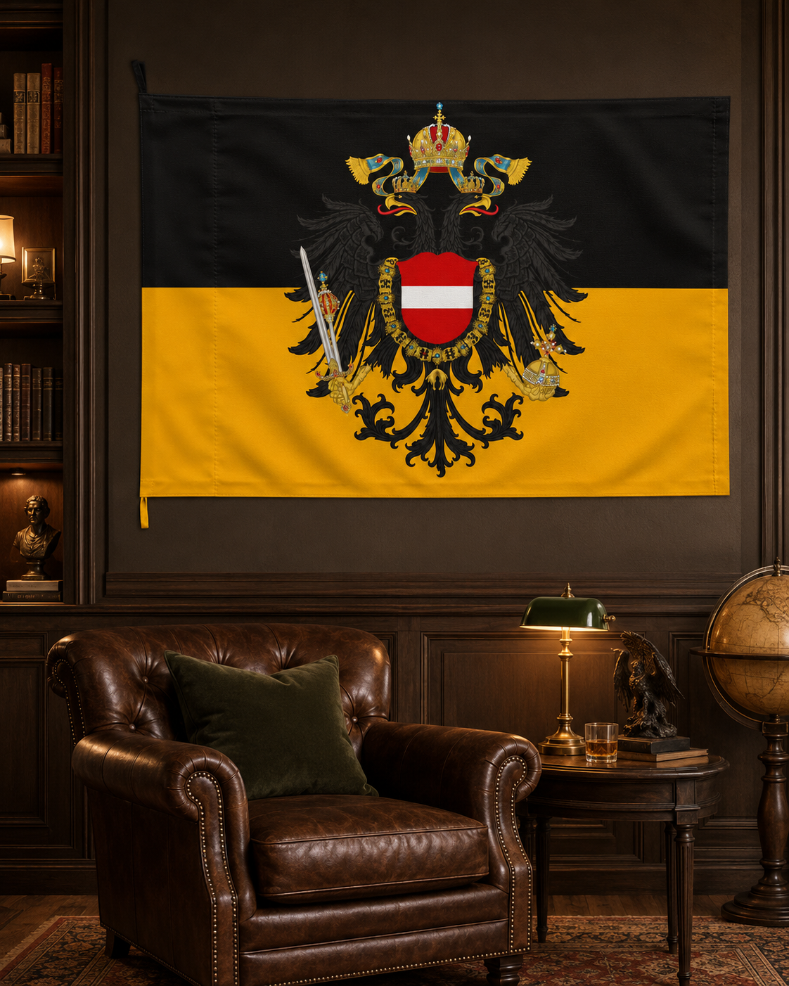Austrian Imperial Flag – Double-Sided Habsburg Black-and-Gold Historical Flag
