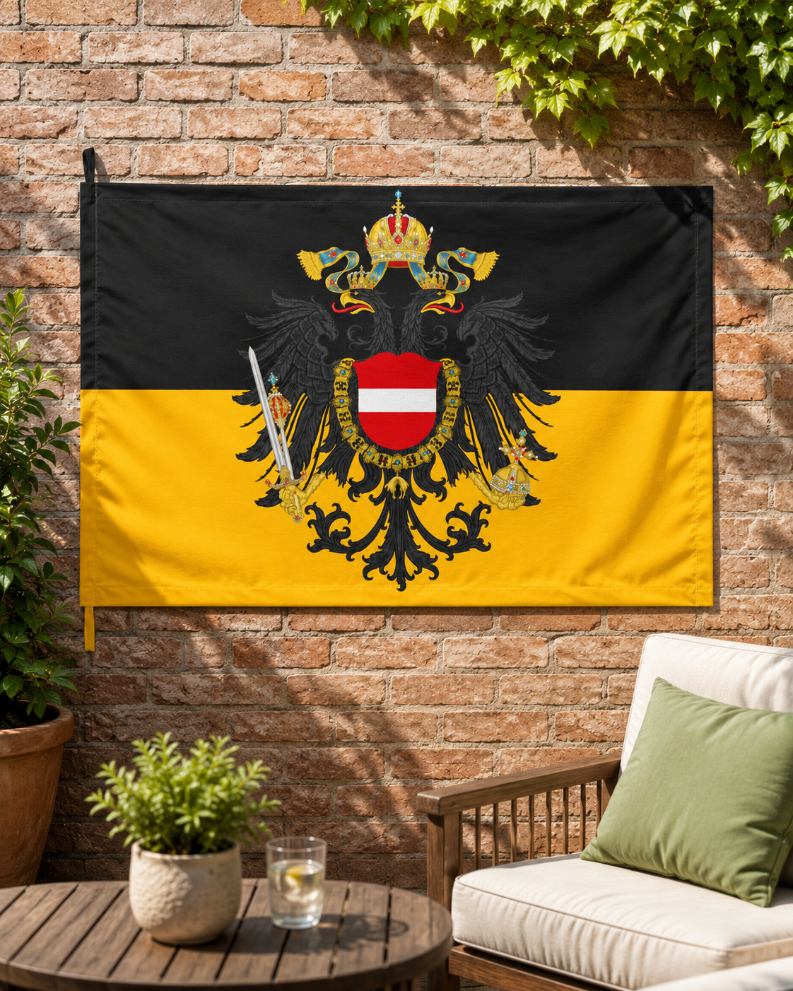 Austrian Imperial Flag – Double-Sided Habsburg Black-and-Gold Historical Flag