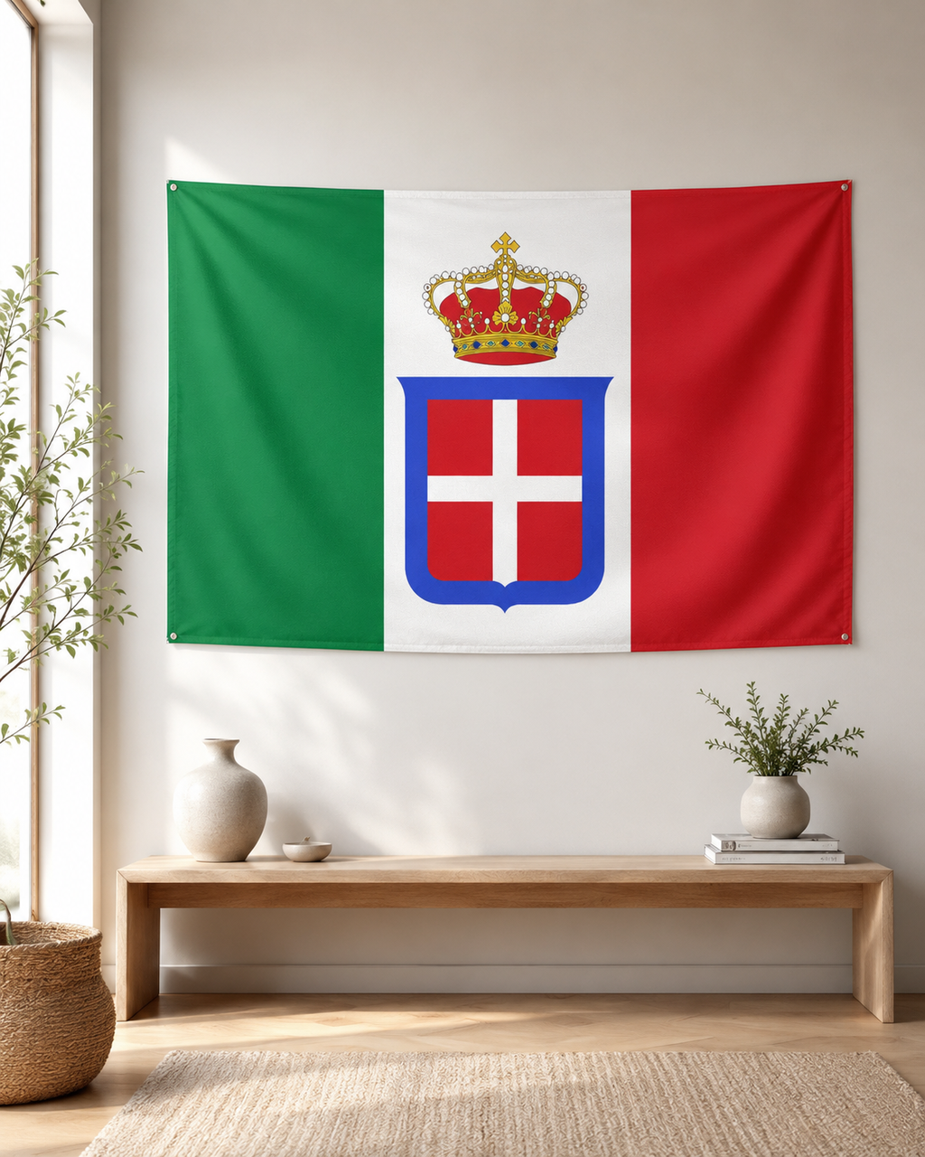 Kingdom of Italy Flag (1861–1946) – Double-Sided Savoy Royal Italian Historical Flag