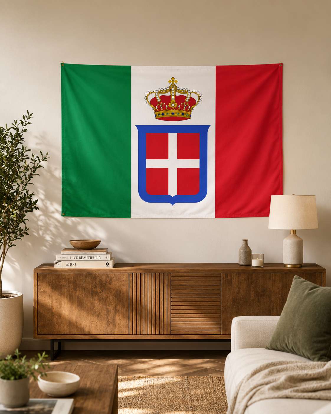 Kingdom of Italy Flag (1861–1946) – Double-Sided Savoy Royal Italian Historical Flag