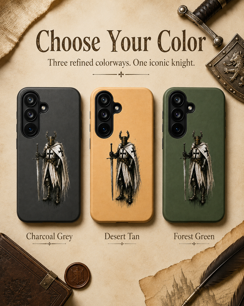 Teutonic Knight Phone Case – Medieval Warrior Art Silicone Case