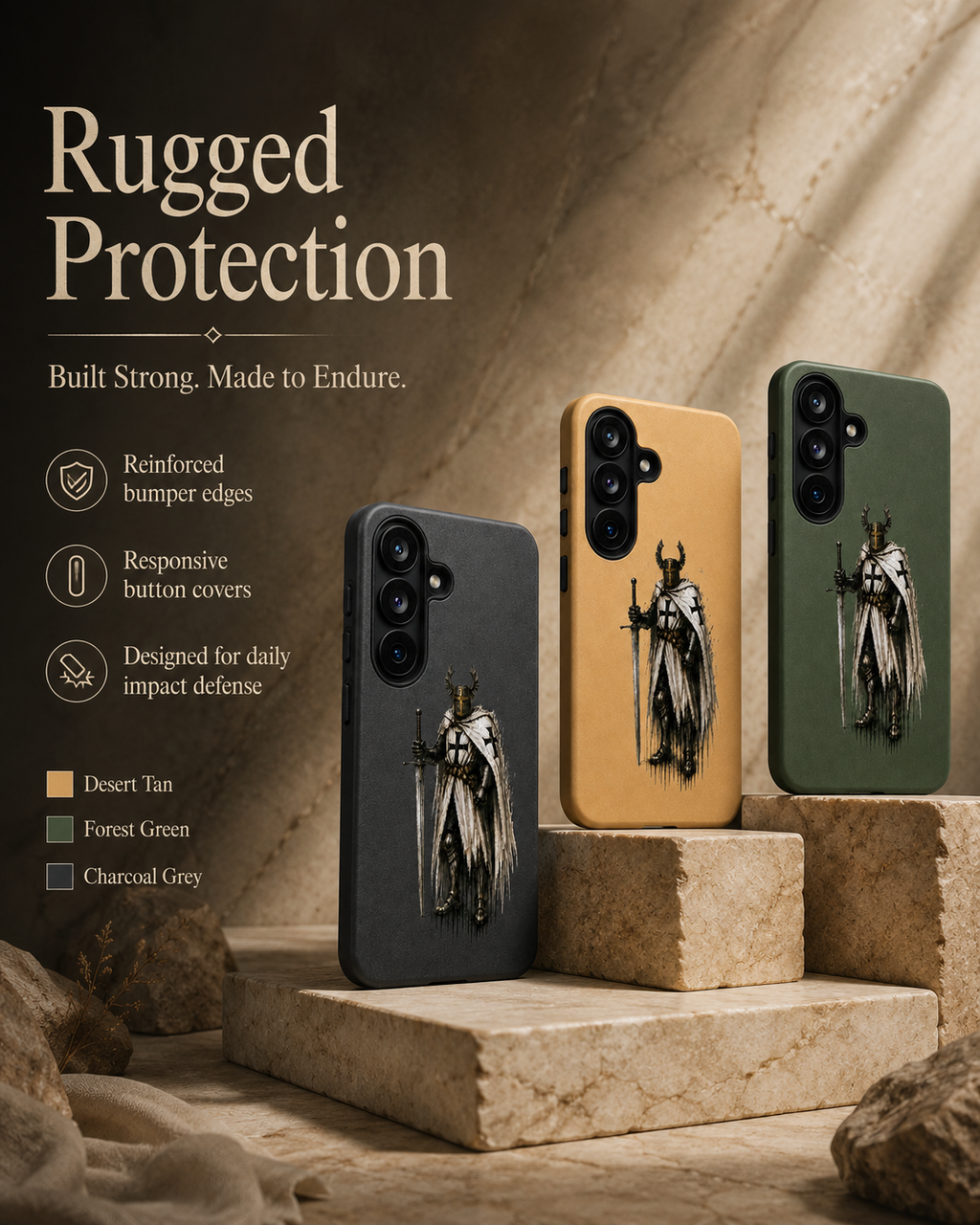 Teutonic Knight Phone Case – Medieval Warrior Art Silicone Case