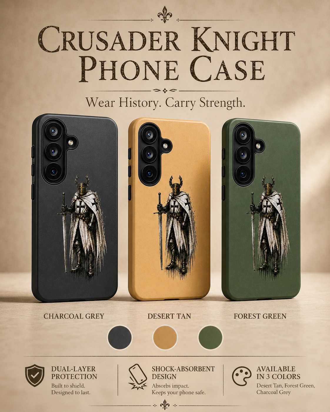 Teutonic Knight Phone Case – Medieval Warrior Art Silicone Case