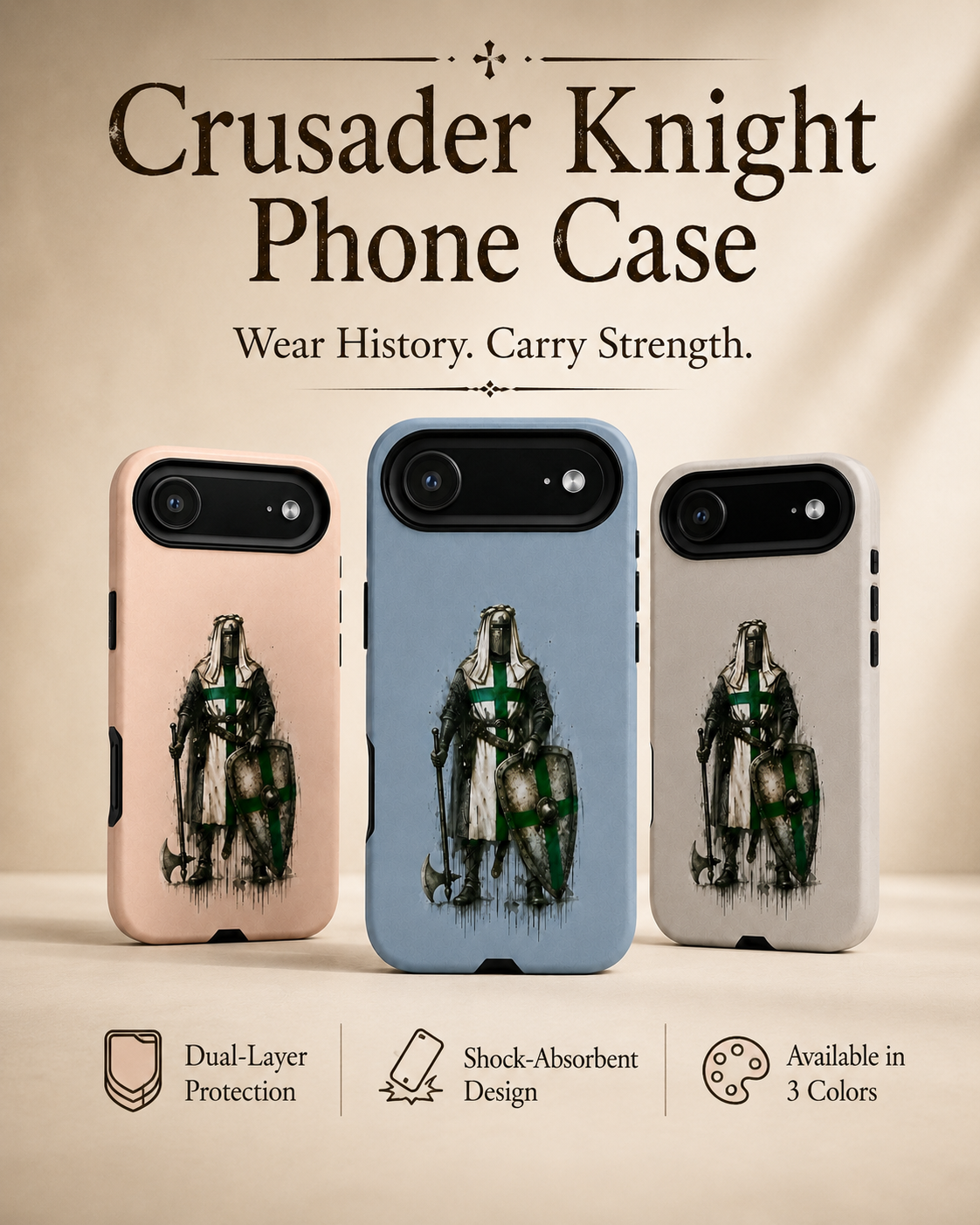 Knight of Saint Lazarus Phone Case – Medieval Crusader Art Silicone Case
