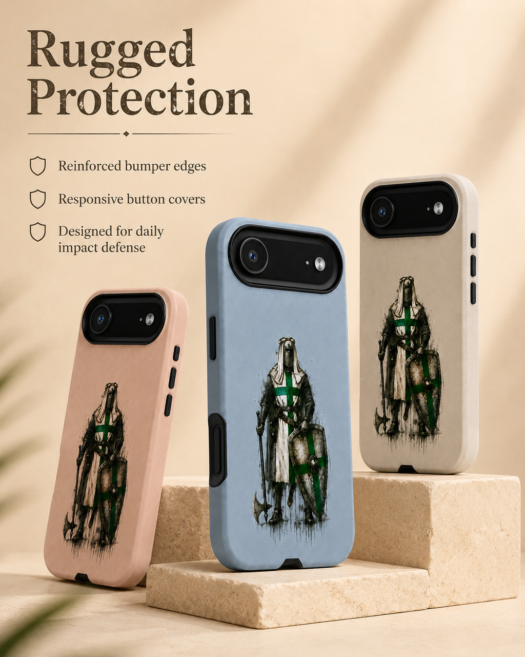 Knight of Saint Lazarus Phone Case – Medieval Crusader Art Silicone Case